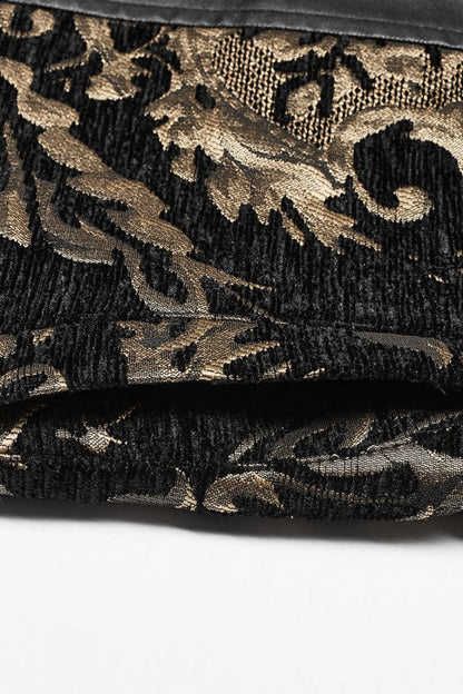Stand Collar Jacquard Print Stitching Metal Ring Decoration Gothic Vest 2 Colors