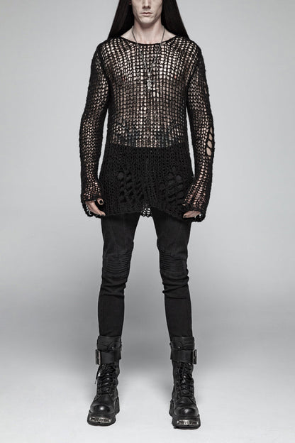 Black Ripped Pullover Steam Punk Sweater
