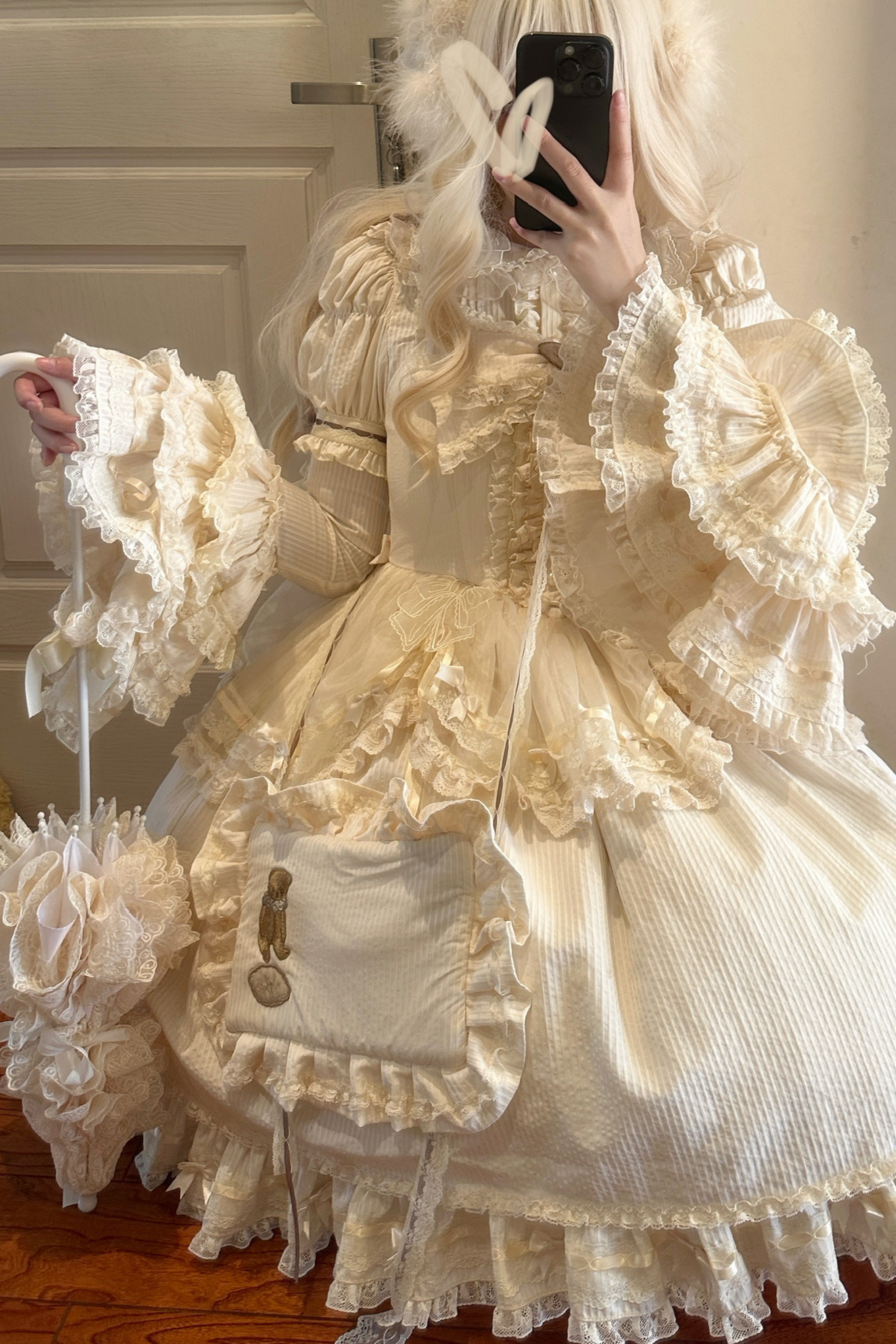 Briana Bear Print Dream Doll Lolita Dress + Jsk + Skirt + Shirt + Petticoat