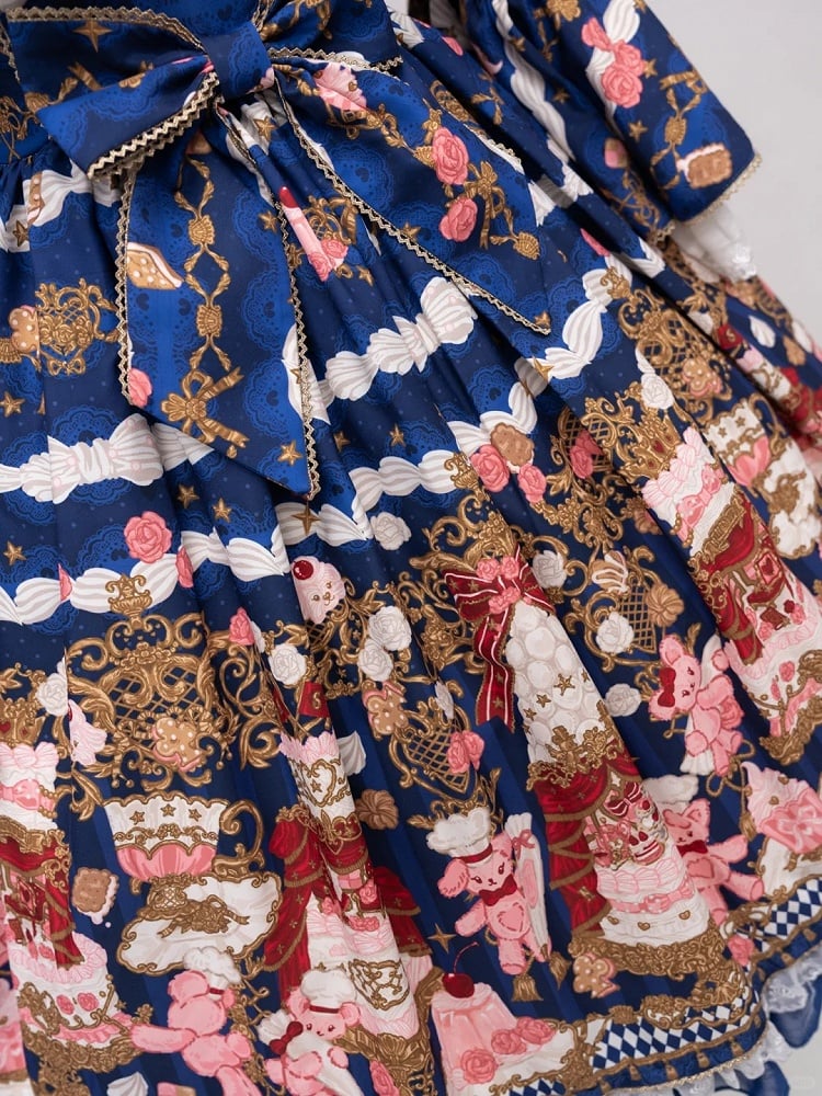 [pre-order Deadline: April 26] Retro Romance Sweet Lolita Ribbon Cake Print Princess Sleeve Dress
