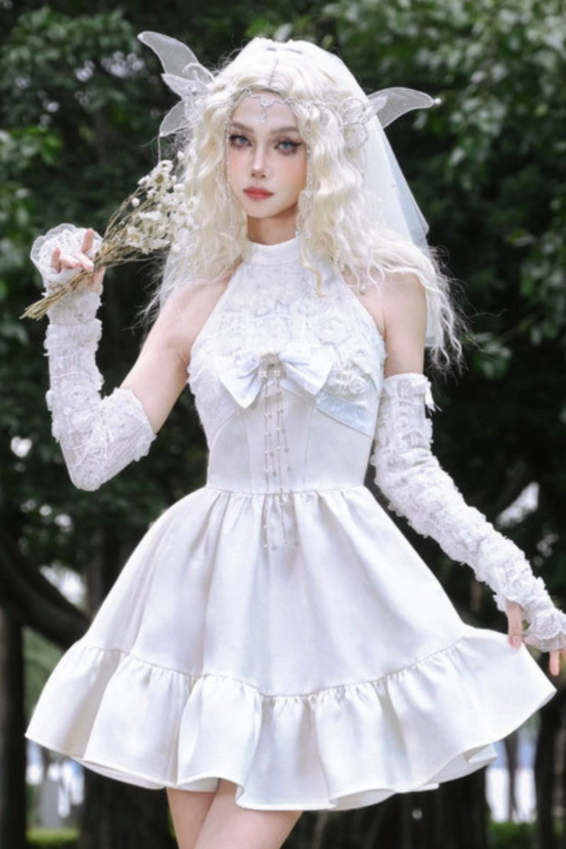 [pre-order] Fairy Pure White Neck Dress