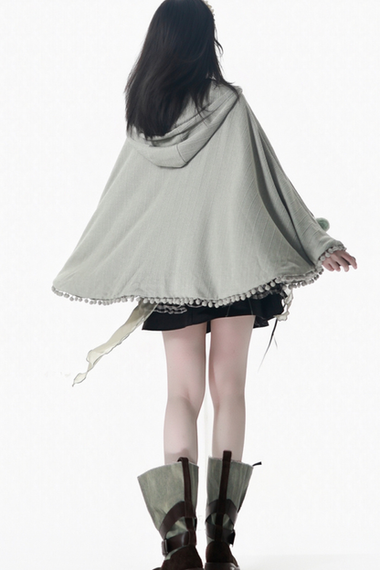 Plaid Ribbon Camisole Two Piece Jacket + Cape Coat + Skirt