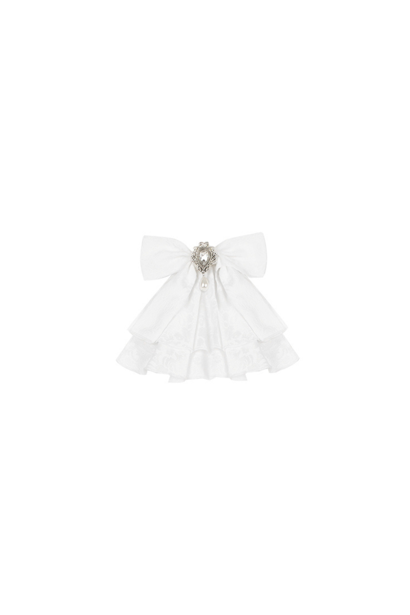White Gothic Gemini Lolita Dress + Corset + Ribbon + Headband + Veil