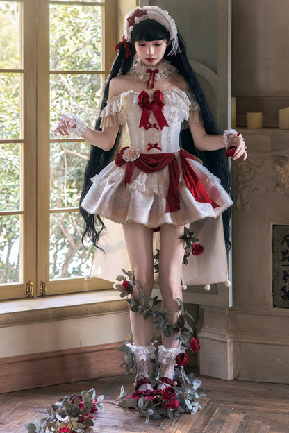 Snow White Princess Lolita Dress + Bonnet + Lace Choker