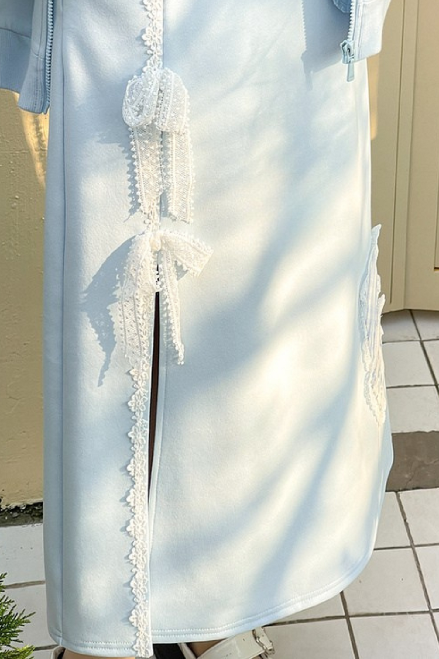 Splicing Hooded Parka + Long Skirt + Wide Pants