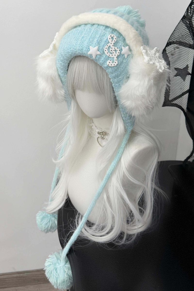 Snow Music Knit Hat + Ear Muffs