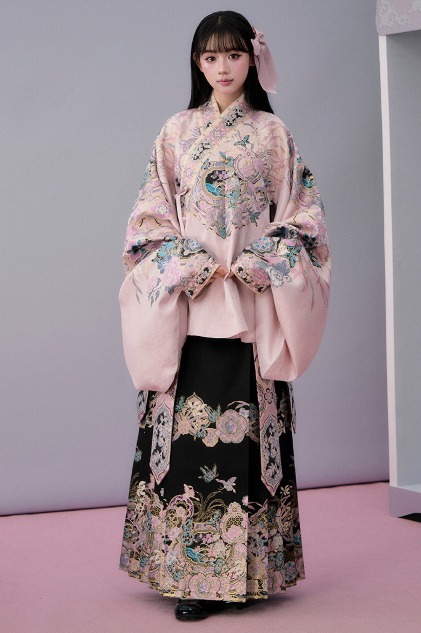 Sweet Chinese-style Jacket + Pleated Skirt + Accessories