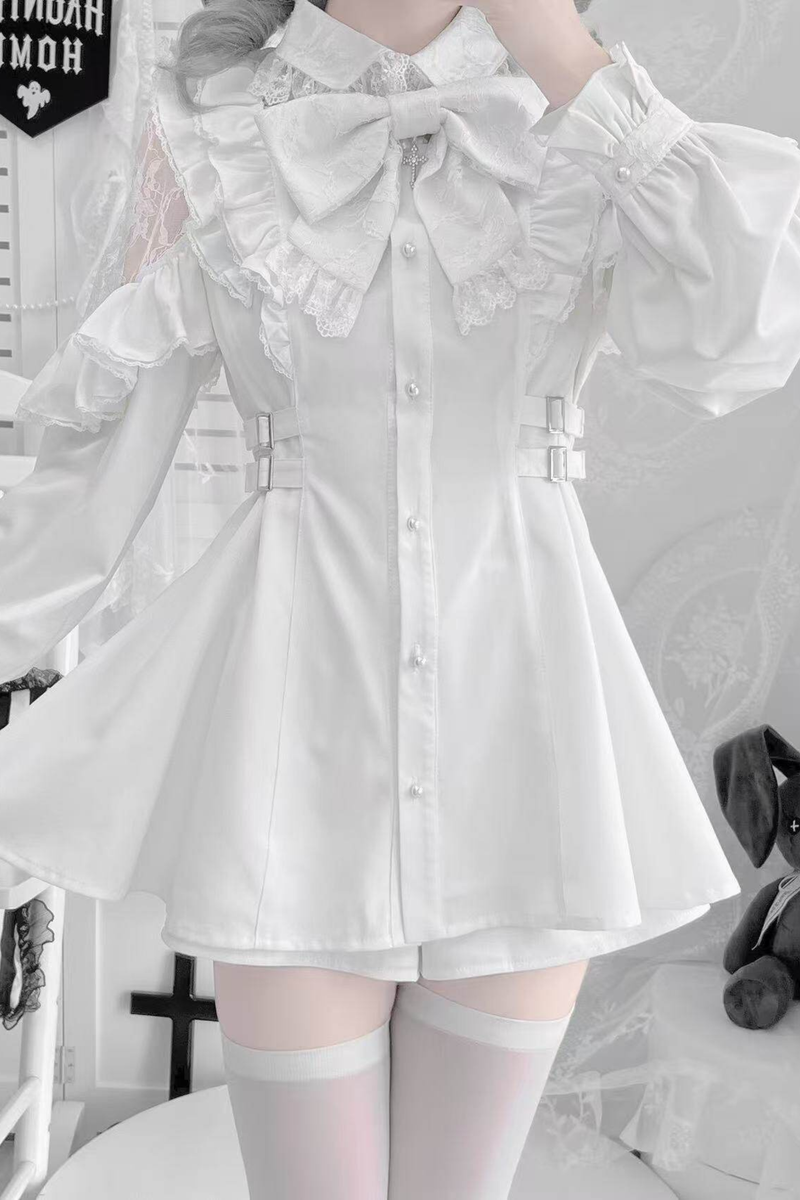 Lace Off Shoulder Design Dress + Shorts
