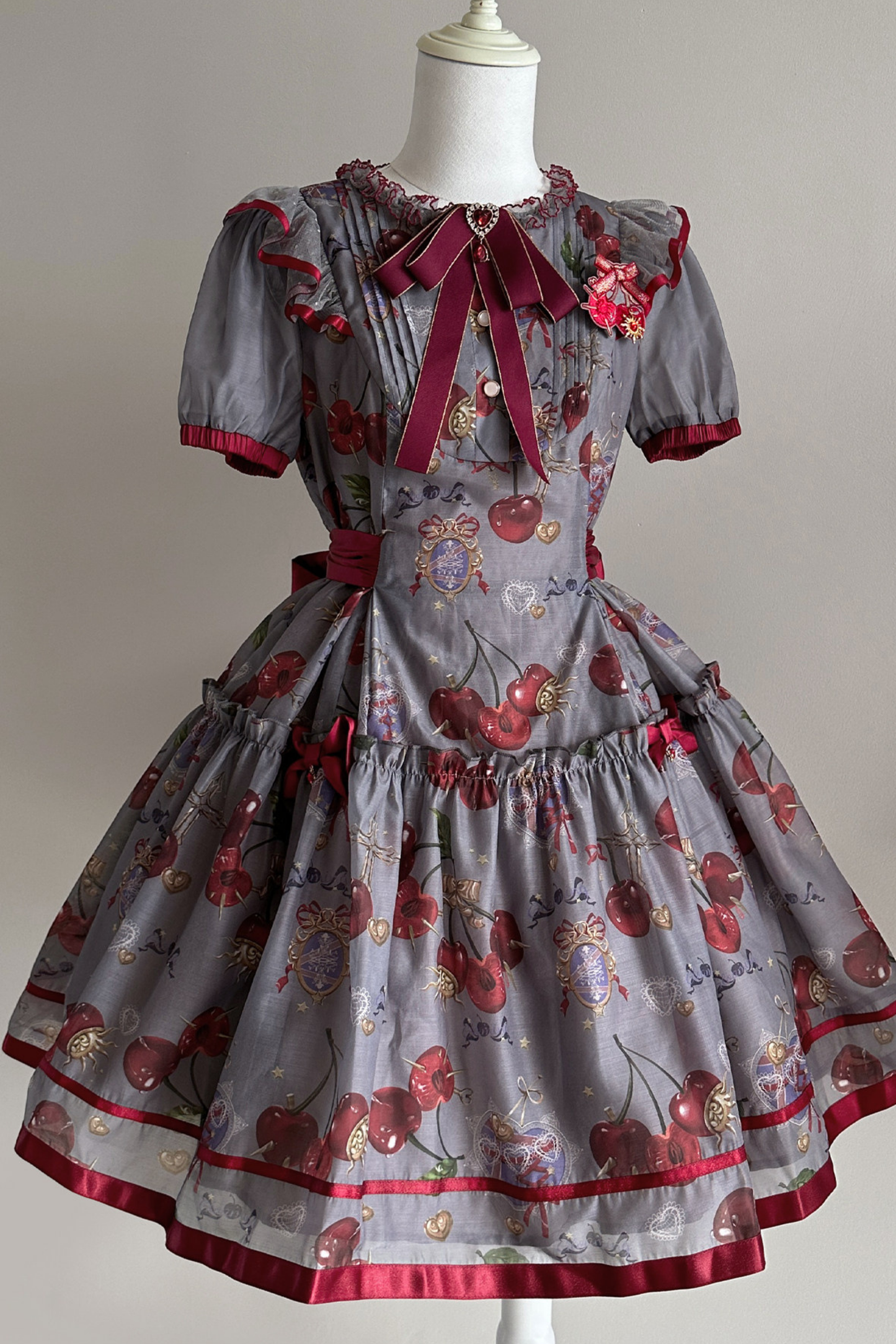 Retro Antique Cherry Sweet Lolita Dress + Jumper Skirt