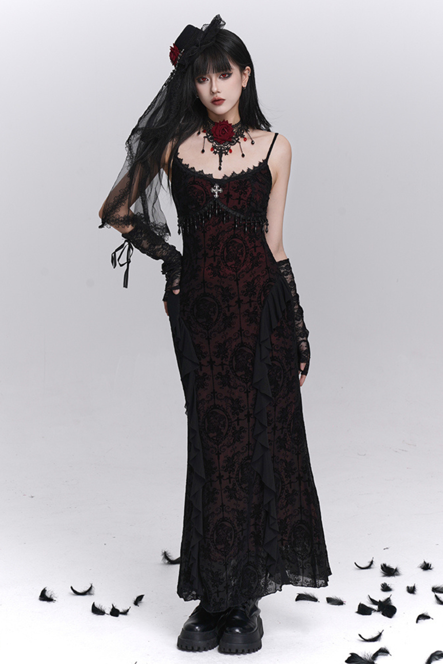 Gothic Camisole Dress + Sheer Top