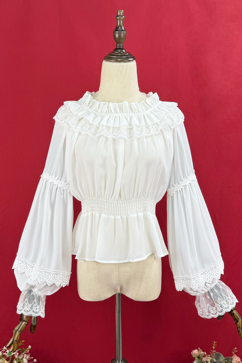 Off-shoulder Long Sleeve Romantic Blouse
