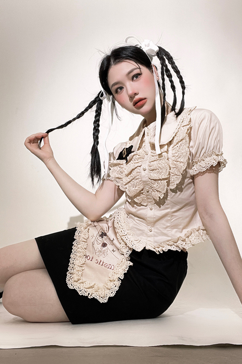 Ruffle Lace Shirt + Tiered Skirt