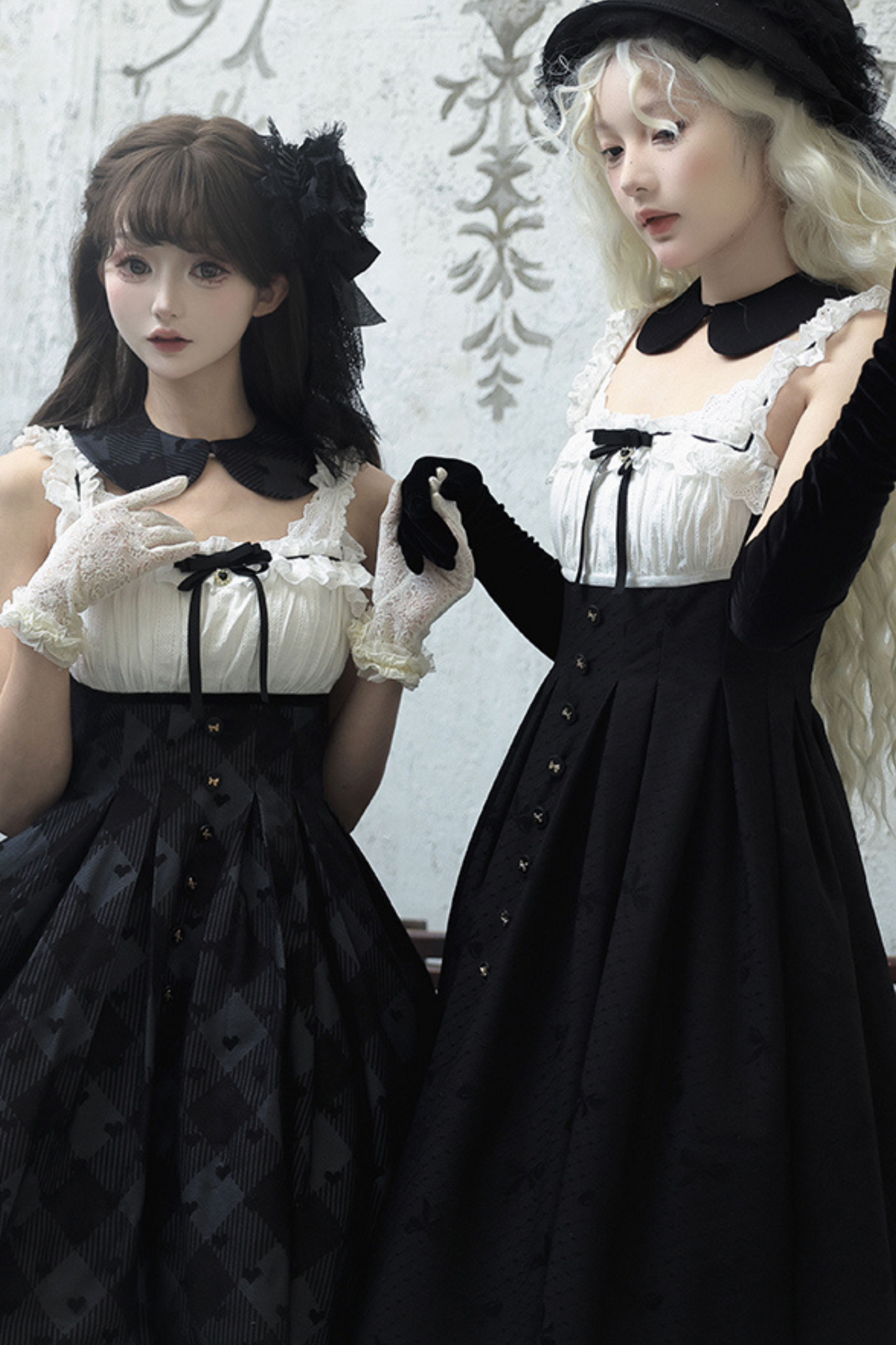 Silent Manor Dark Lolita Princess Jumper Skirt + Ribbon Collar Ruffle Jacket