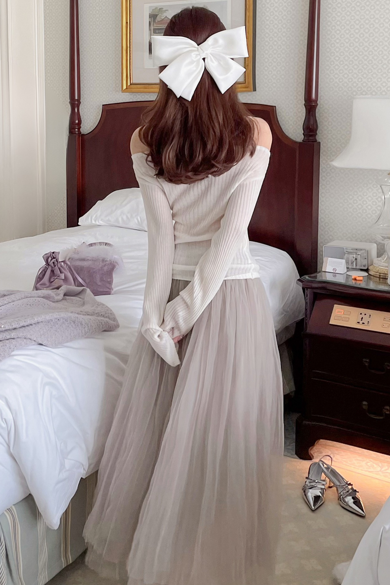 [pre-order] Ribbon Sweet Cardigan + Flare Skirt + Camisole