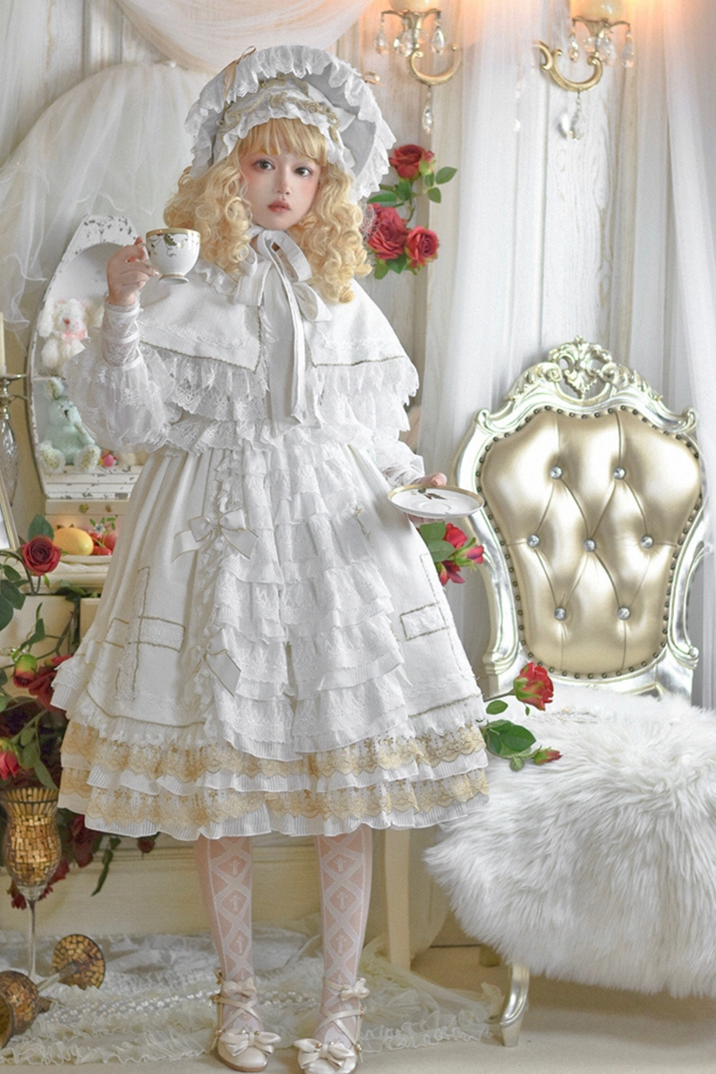 Gothic Doll Lace Jumperskirt + Baby Cap + Hairband + Shawl