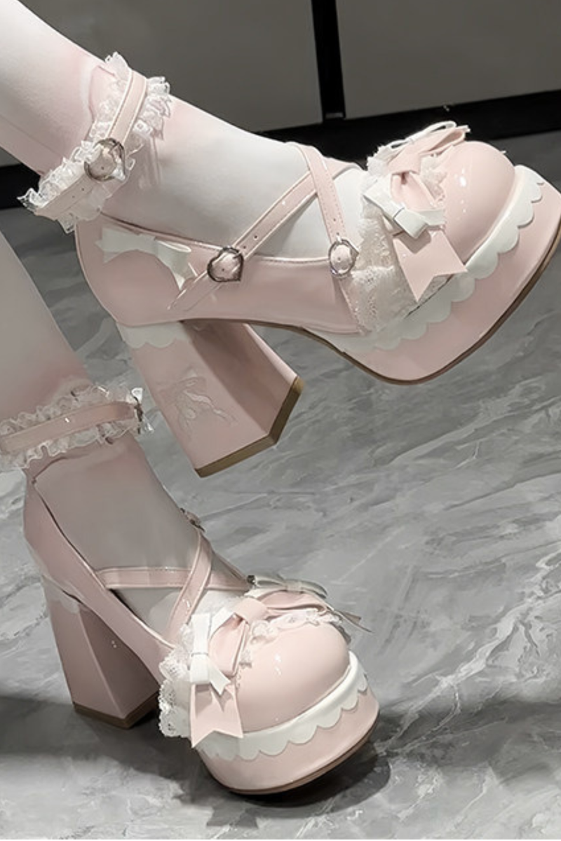 Sweet Lace Ribbon Lolita Shoes