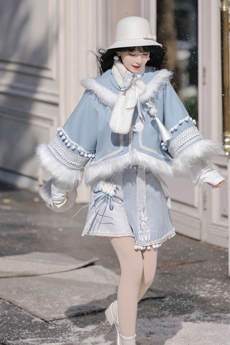 China Snow Lolita Jacket + Top + Skirt + Scarf