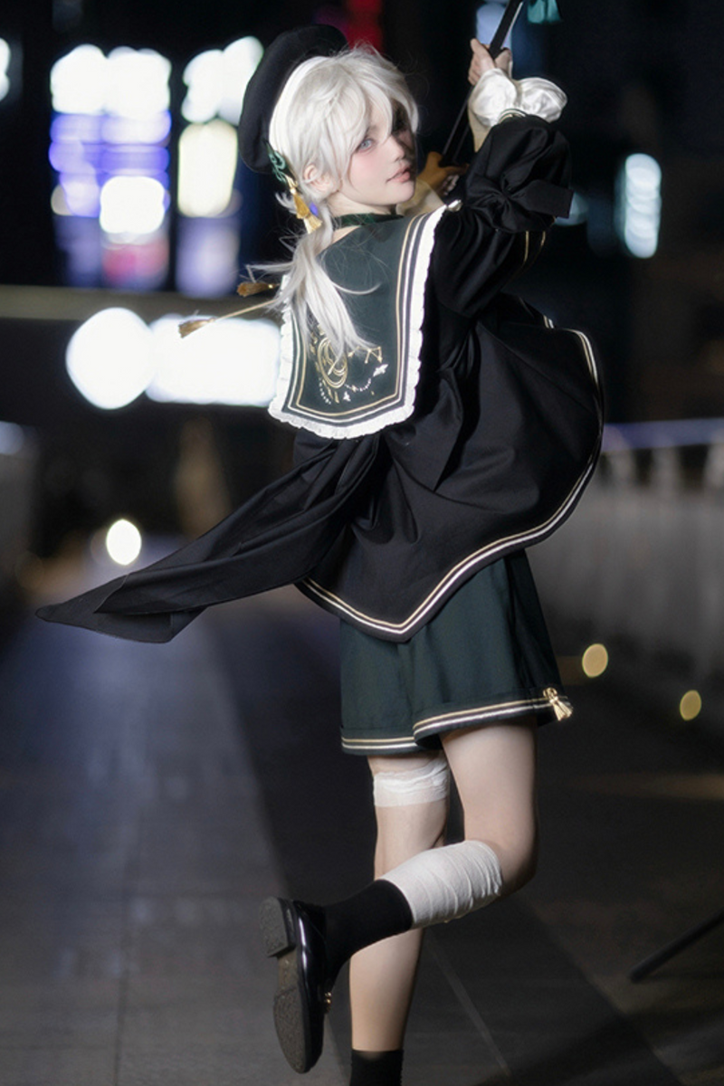 Night Servant Bird Sailor Top + Jacket + Short Pants + Beret + Choker