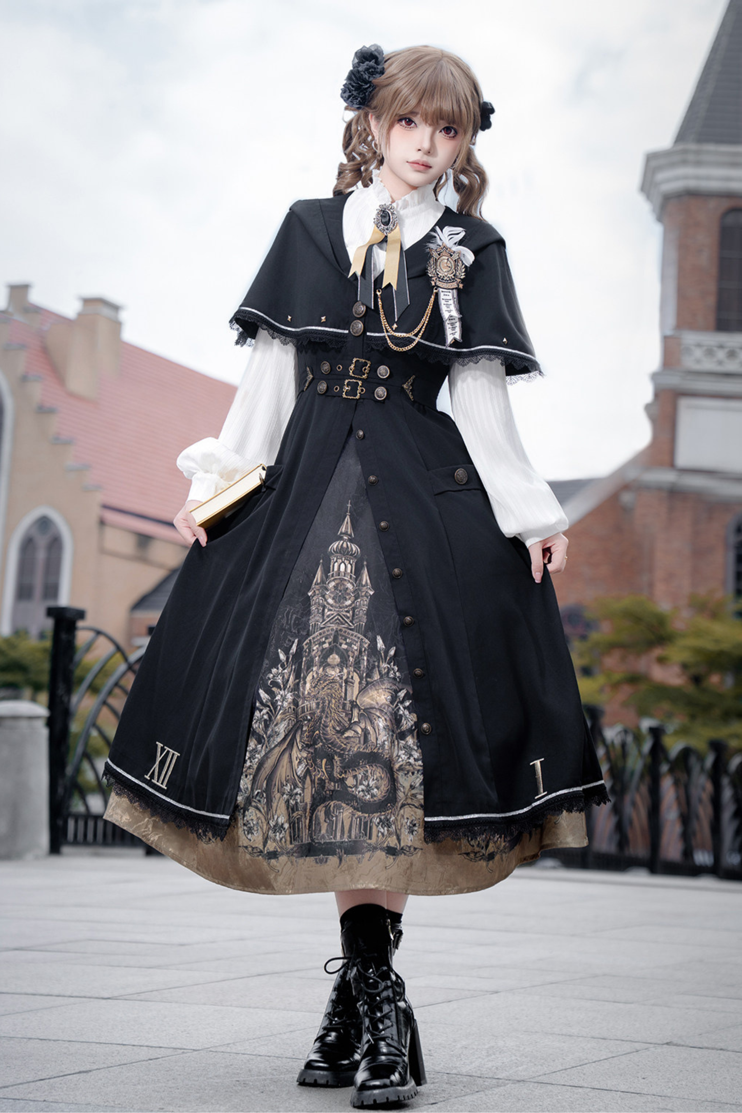 Dragon Aria Lolita Cape Coat + Top + Skirt