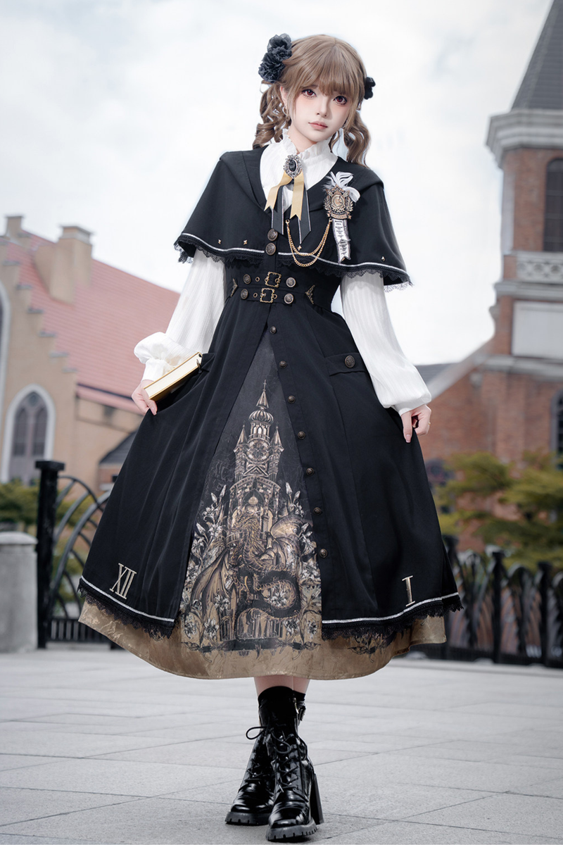 Dragon Aria Lolita Cape Coat + Top + Skirt