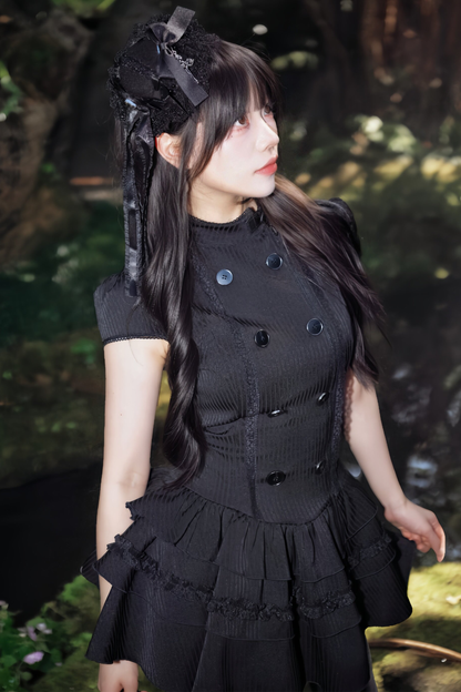 Gothic Lace Waist Cinched Dress