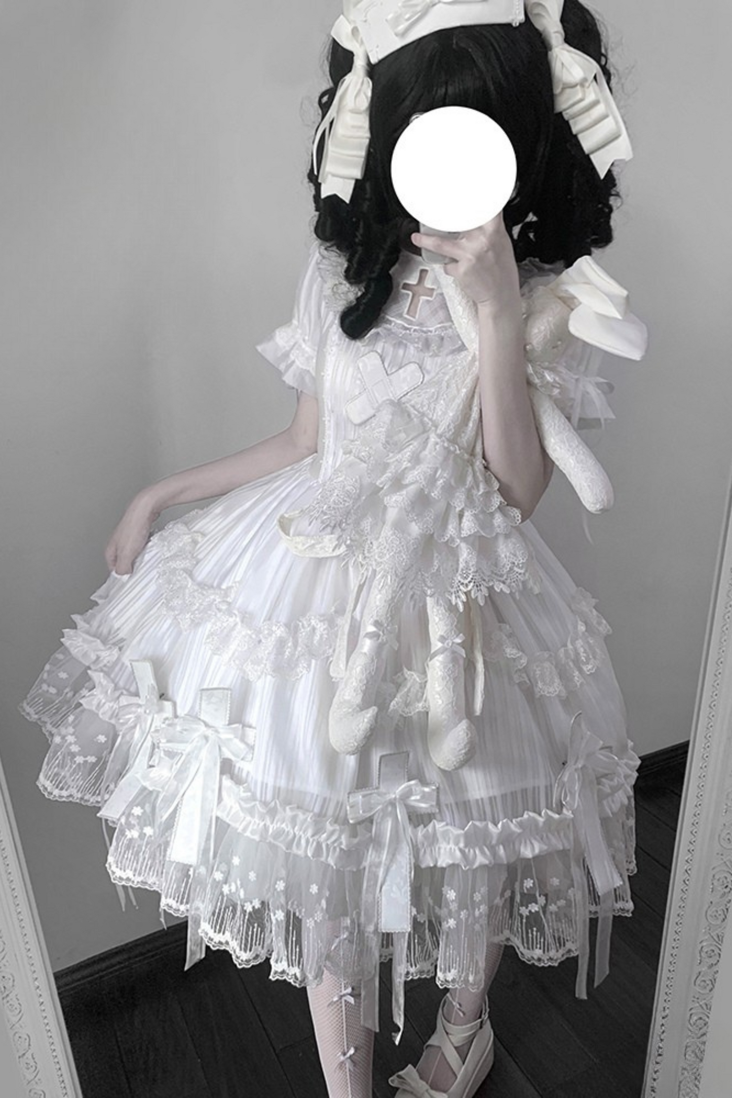 [pre-order] Pure White Gothic Tulle Dress + Nurse Hat