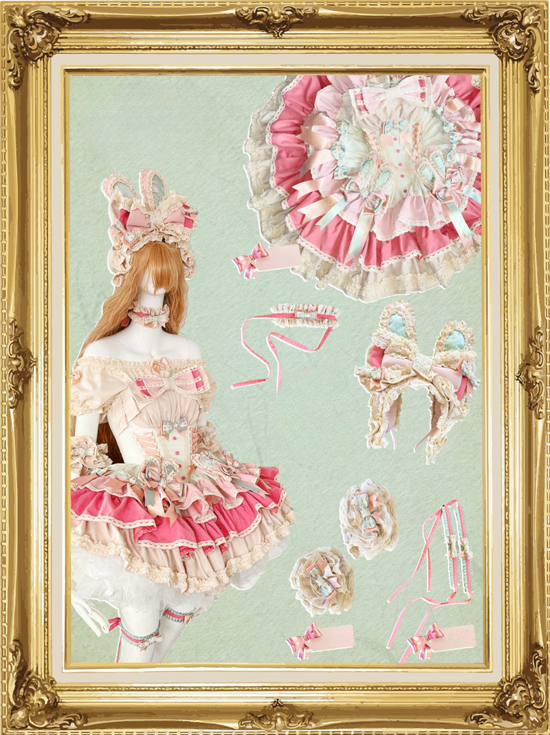 [pre-order] Ribbon Bunny Antique Version Bustier Dress + Inner Top + Complete Accessories