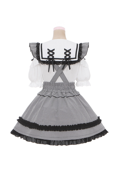 Lace Off Shoulder Top + Suspender Skirt
