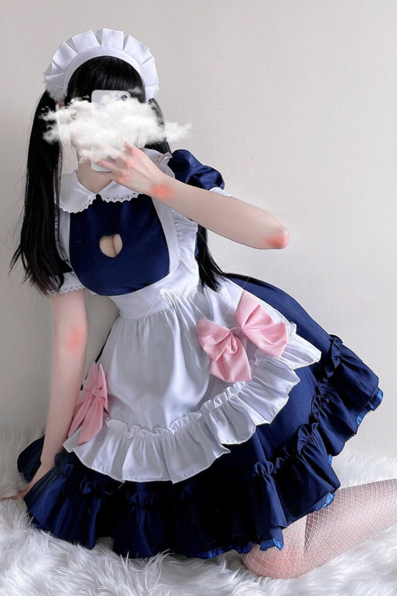 Pink Blue Loli Maid Cosplay Dress Set