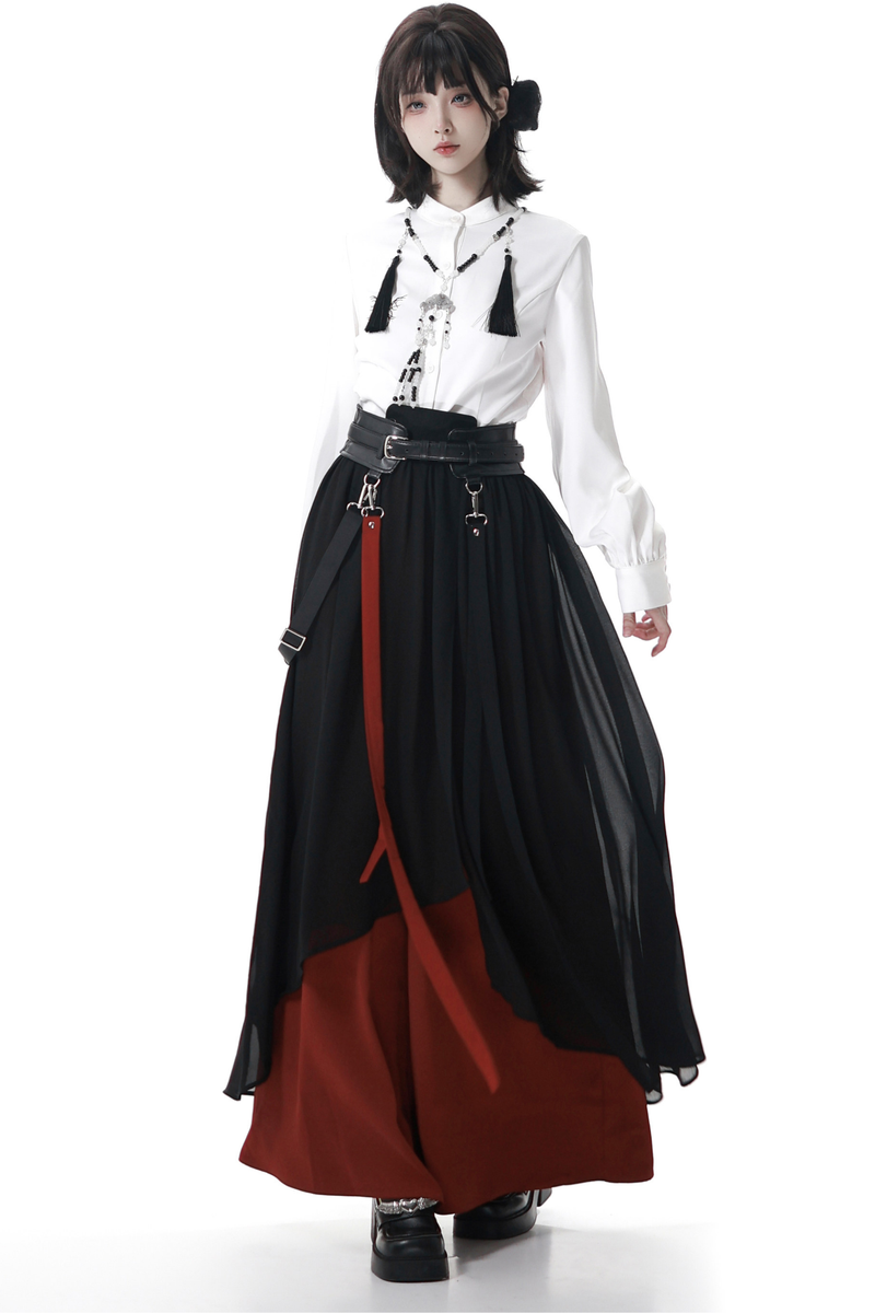 Dark Chinese-style Jacket + Shirt + Pants + Belt + Necklace
