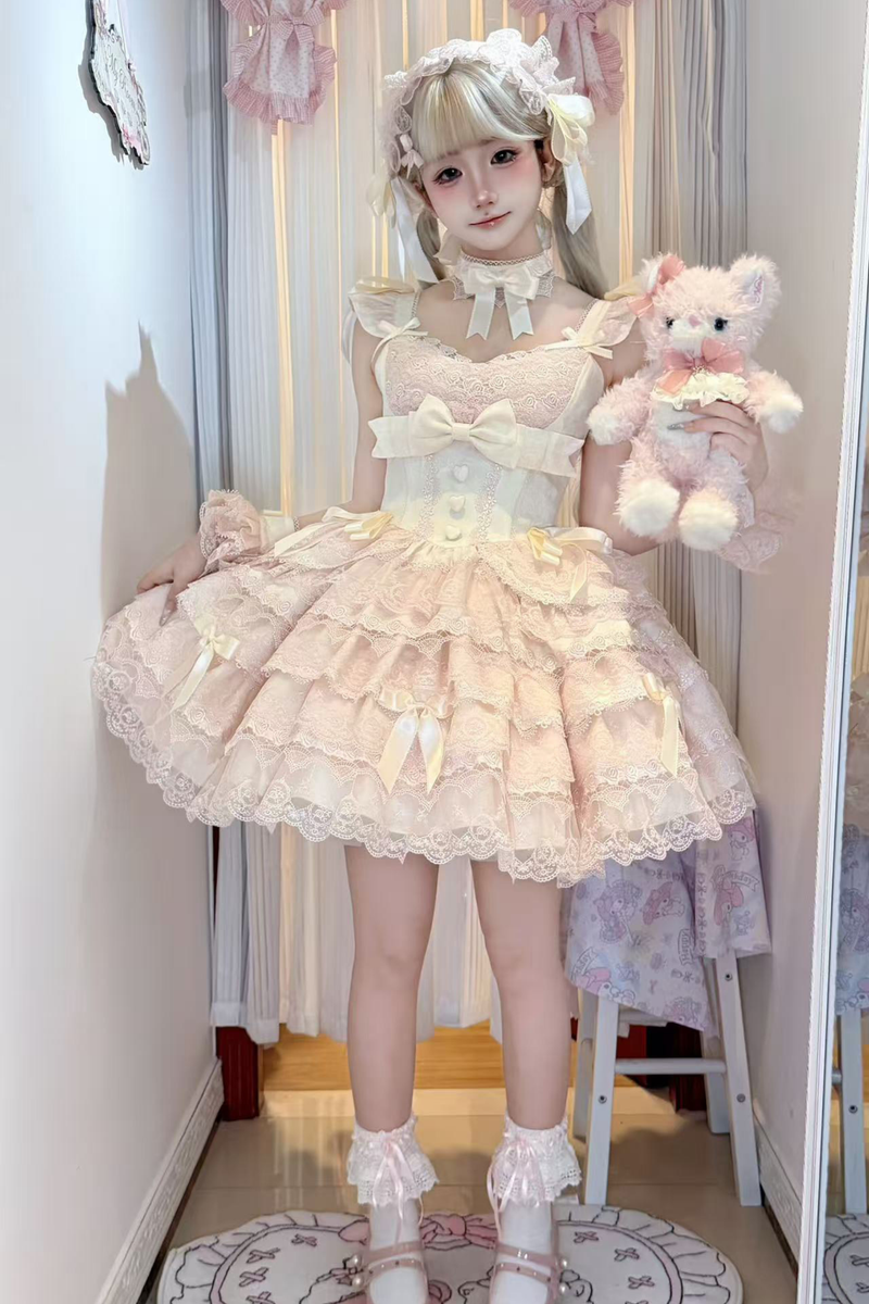 [pre-order] Princess Ballet Tiered Lolita Dress + Headband + Necklace + Sleeves + Tail
