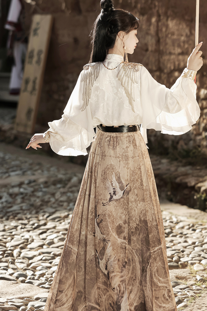 Retro China Blouse + Long Skirt