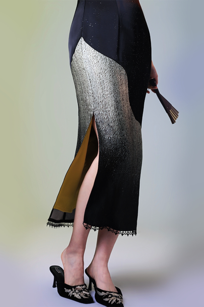 Dark Satin Moon Chinese-style Bodycon Dress