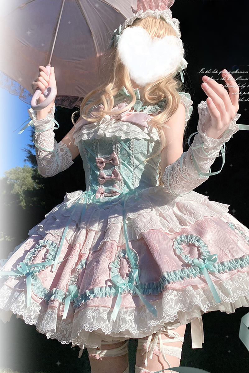 Butterfly Princess Lolita Dress + Petticoat + Clip + Ruffle Sleeve Shirt
