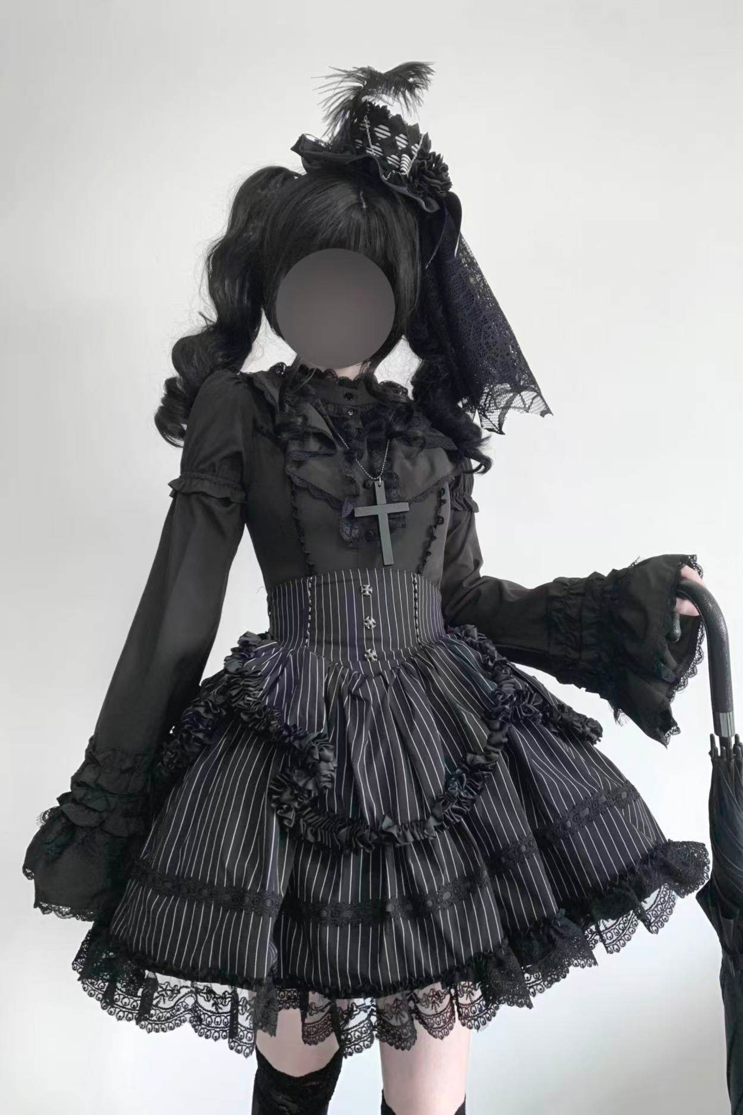 Frilled Gothic Lolita Blouse + Flower Collar