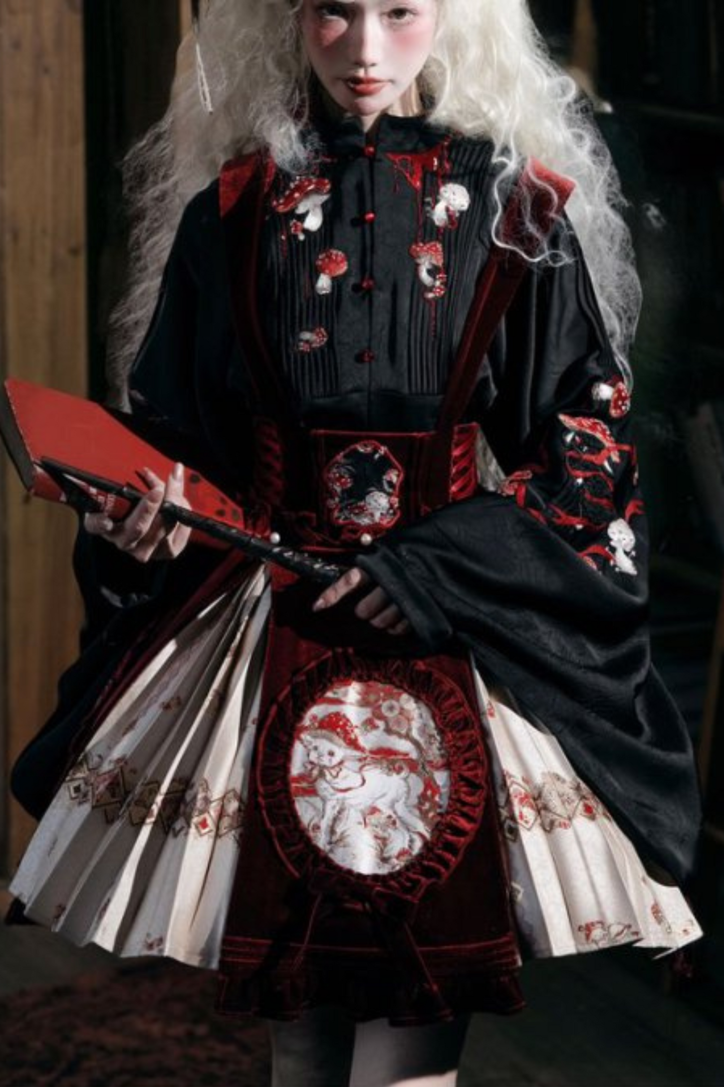 [pre-order] Japanese Style Mushroom Dark Sweet Lolita Jumper Skirt + Gown + Accessories