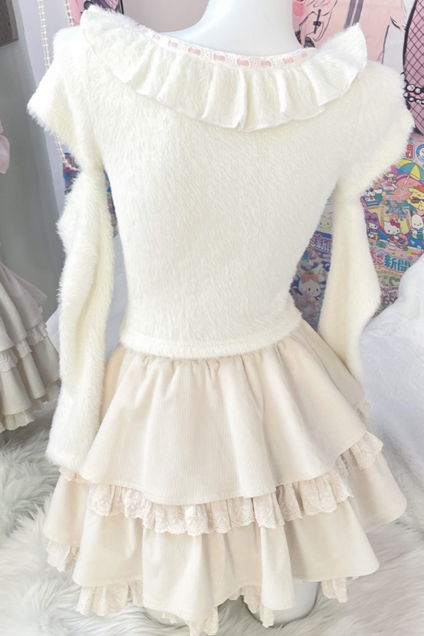 Sweet Girly Ribbon Top + Tiered Skirt