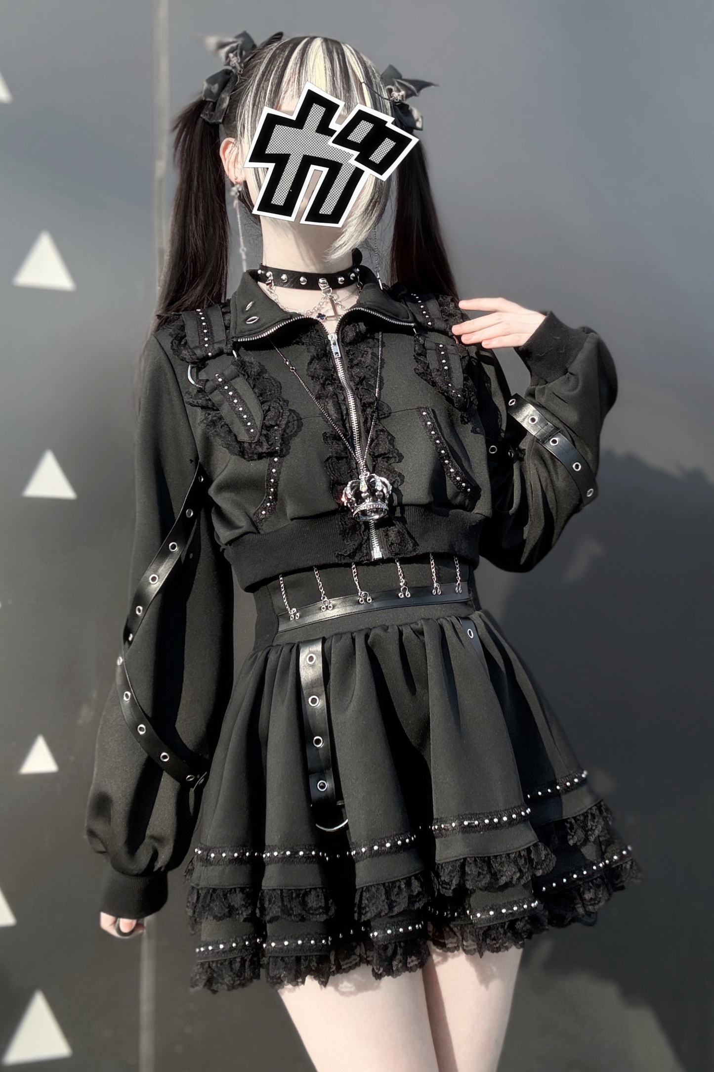 Dark Subculture Sporty Jacket + Skirt