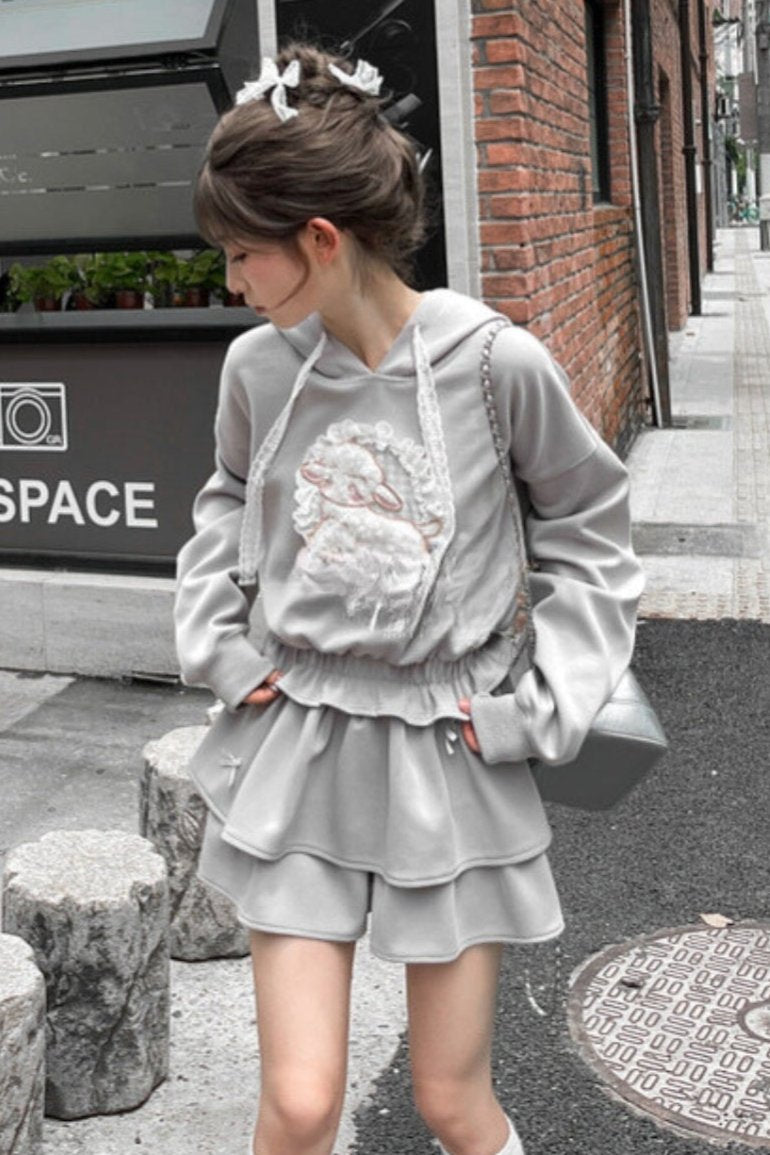 Grey Ballet Sport Hooded Jacket Set