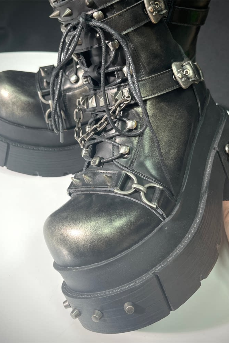 Leather Punk Platform Boots