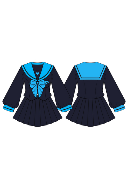 Animation Heroine Sailor Top + Pleated Skirt + Leg Covers