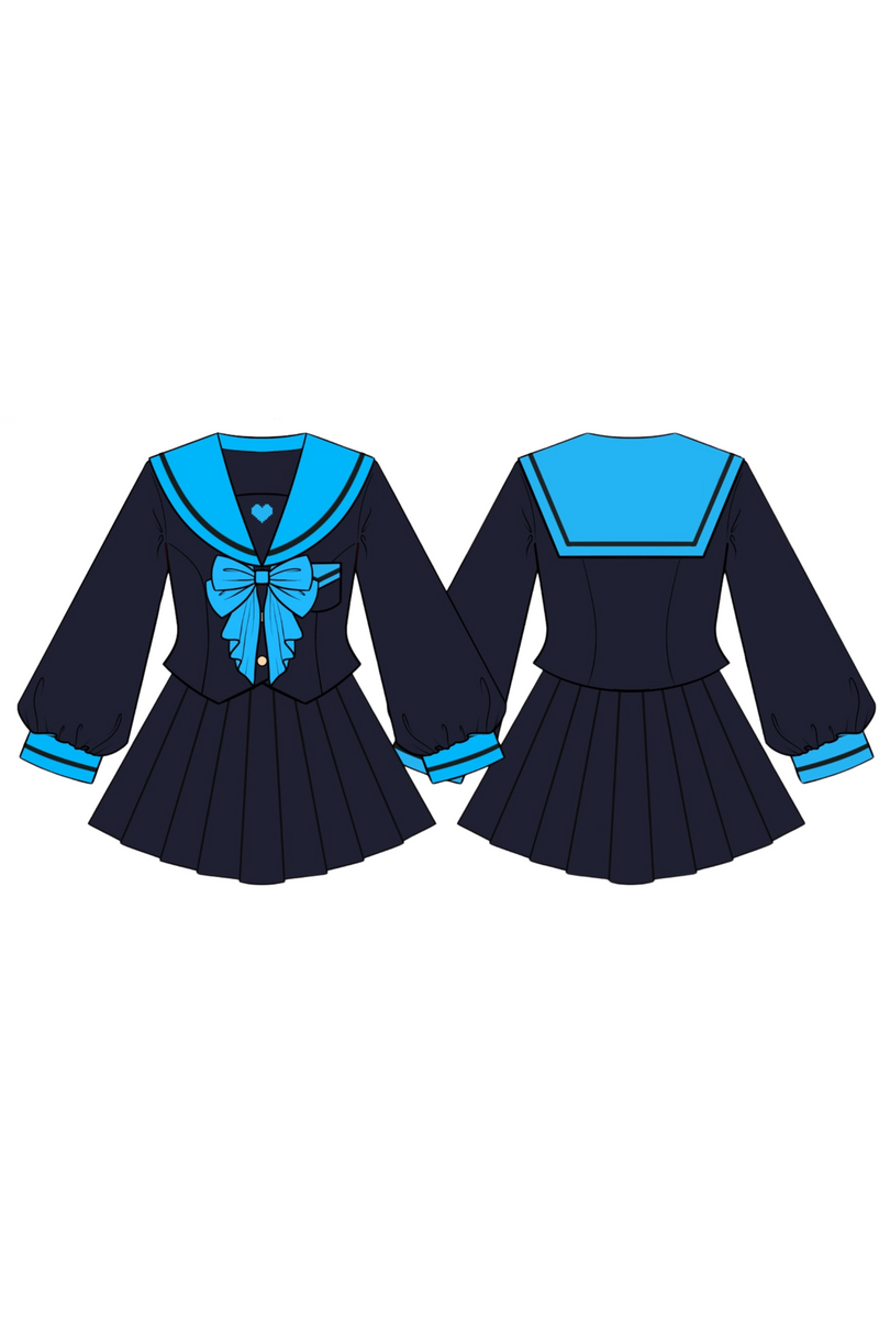 Animation Heroine Sailor Top + Pleated Skirt + Leg Covers