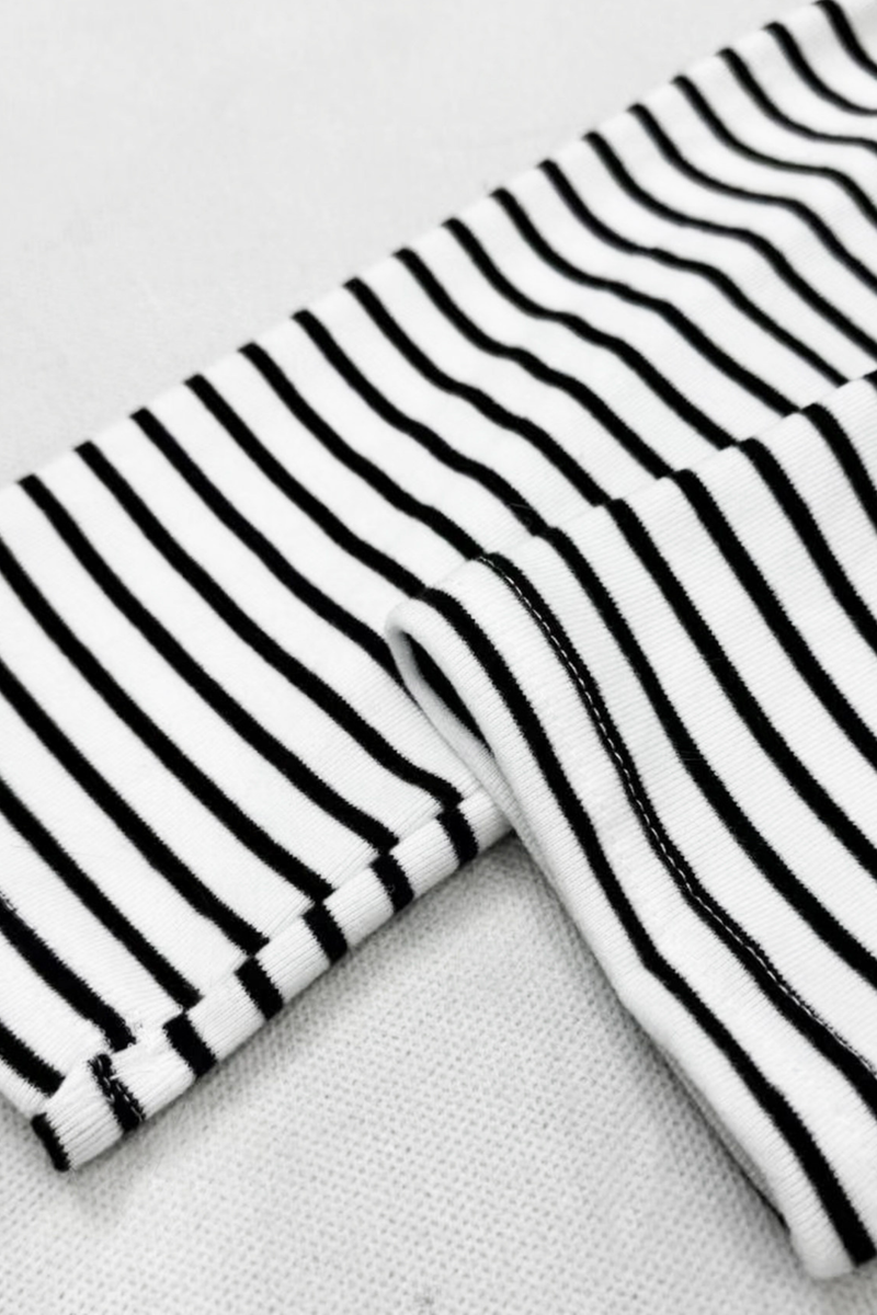 Striped High Neck Slim Top