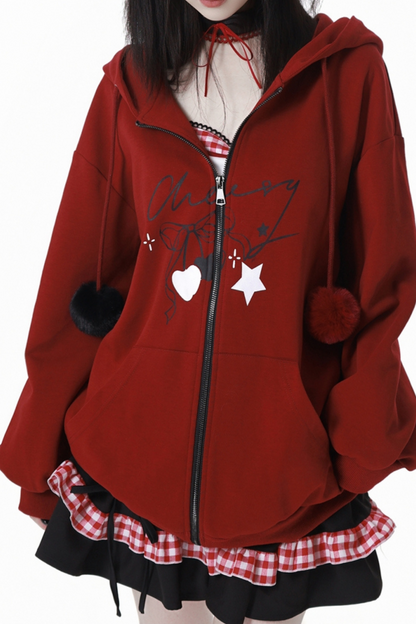 Cherry Wind Hoodie + Camisole + Skirt