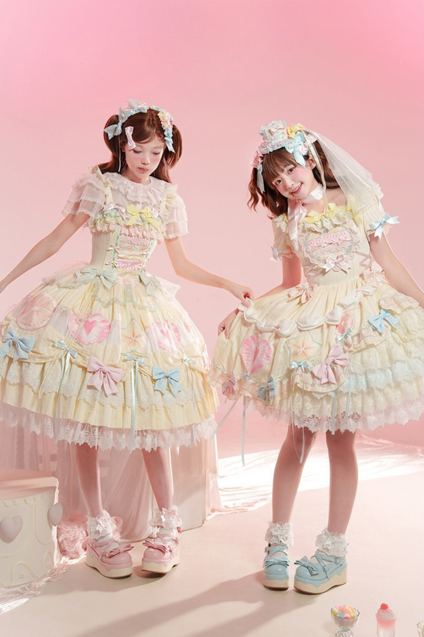 [pre-order] Slice Cake Lolita Dress + Jumper Skirt + Headband + Clip + Hat