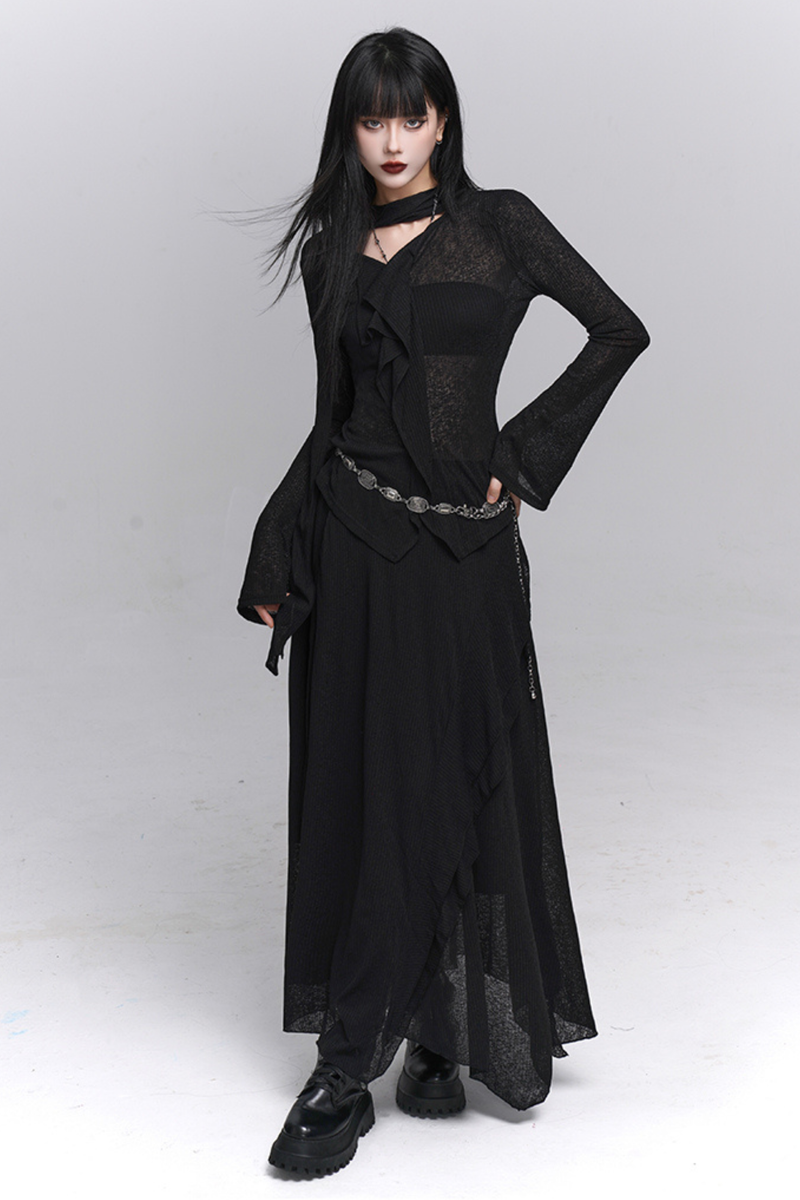 Dark Top + Long Skirt