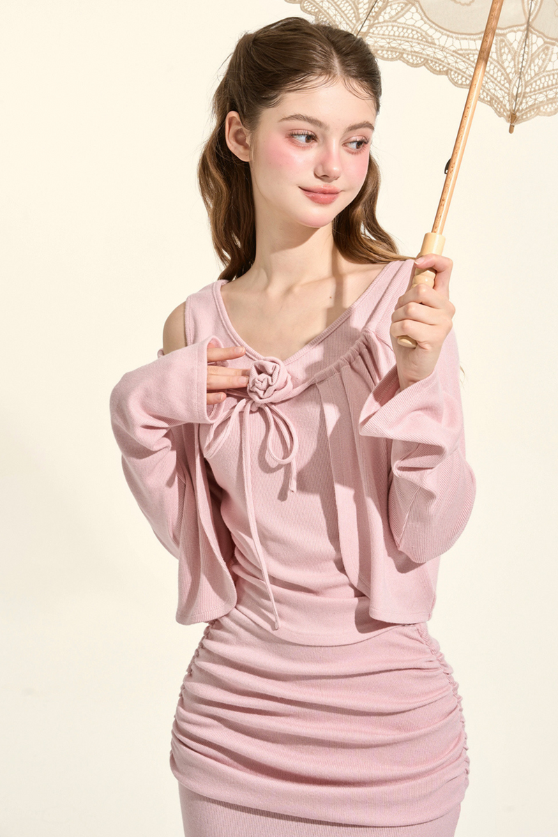 Sweet Pink Cardigan + Camisole + Mermaid Skirt
