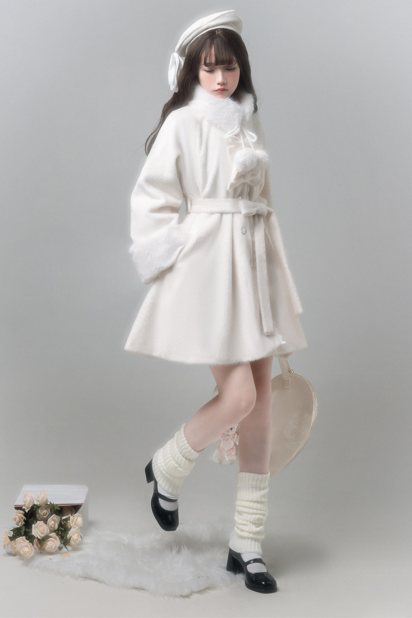 White Japanese Style Cape Coat
