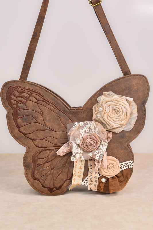 Retro Brown Butterfly One Shoulder Bag