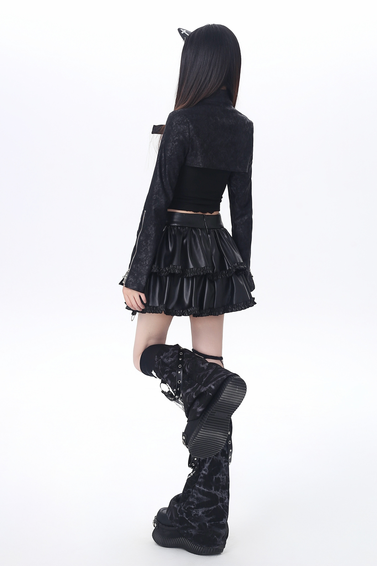 Dark Girl Two-piece Top + Skirt + Leg Warmers
